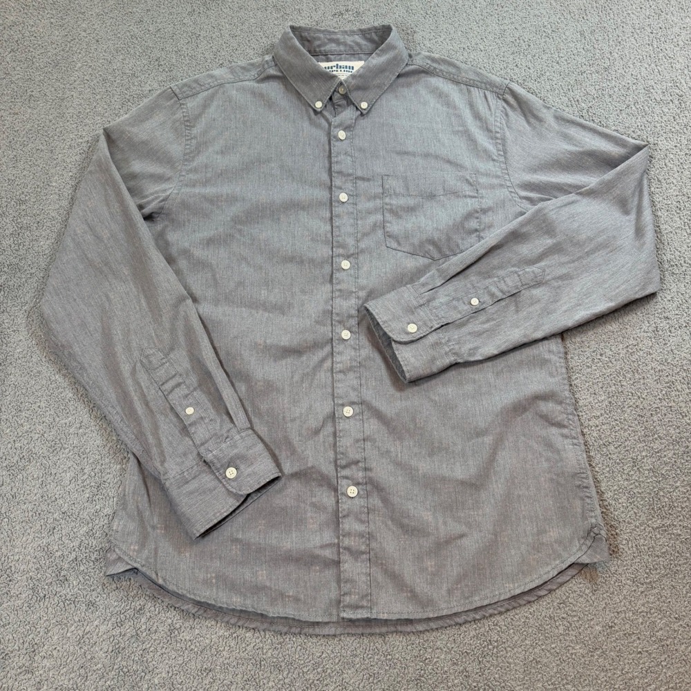 Urban Pipeline Mens Gray Geometric Print Button Down Shirt Medium Long Sleeve